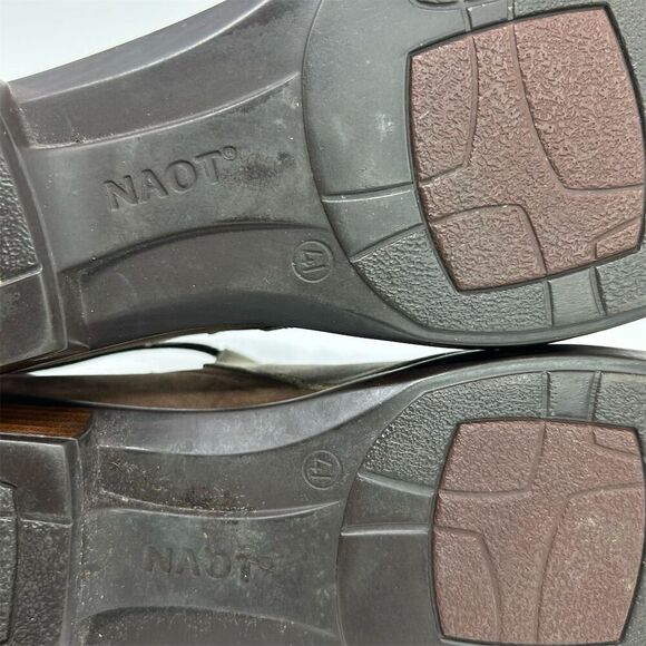 NAOT Kamsin Brown & Olive Green Leather Heeled Ankle Boots Size 41 Casual - Picture 12 of 14